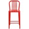 Merrick Lane Santorini Galvanized Steel Indoor/Outdoor Counter Bar Stool With Slatted Back And Powder Coated Finish